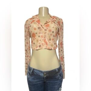 Floral Long Sleeve Crop Top